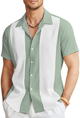 חולצת באולינג וינטג 'של קואופנדי כפתור שרוול קצר במורד הקיץ קובה חולצות חוף