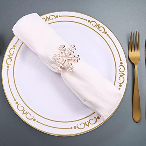 Valiclud Decor Home 6 PCS פתית שלג מפיות טבעות שולחן ארוחת ערב מחזיק Serviette Gold Gold Rose