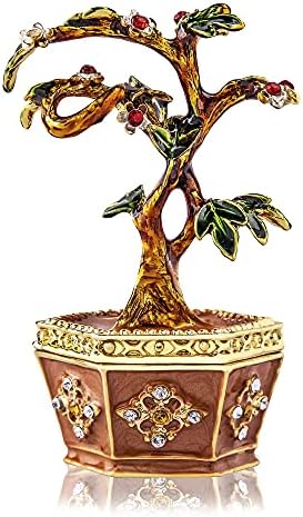 יו פנג מלאכותי בונסאי עץ תכשיט תיבות תכשיטים צירים גבישים תכשיטים תכשיטים אמייל קופסת טבעת מחזיק שולחן איפור קישוט