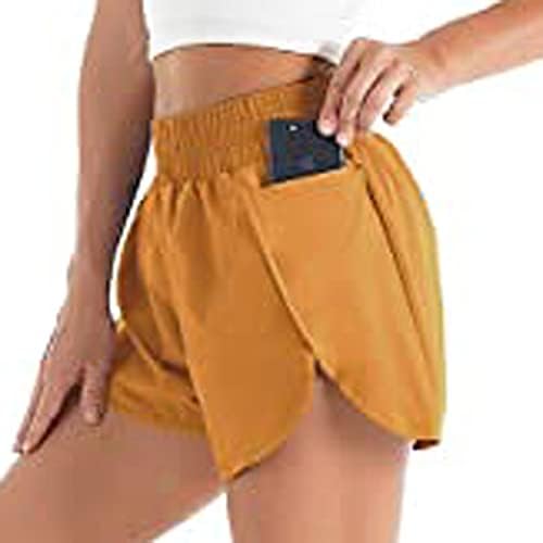 רוכסן זורם רוכסן טלפון כיס מפעיל מכנסיים קצרים נשים נוחות אלסטיות אימון מותניים קצרים מכנסיים