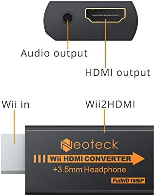 סגסוגת אלומיניום של ניוטק 1080p Wii לממיר HDMI עם מתאם שמע ג'ק 3.5 ממ תומך בפורמט NTSC/PAL לטלוויזיה
