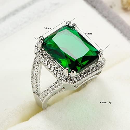 אופנה מוגזמת זירקוניה אמרלד הילה אמרלד טבעת טבעות קוקטייל טבעות ריבוע חותך פנינה ירוקה זירקוניה