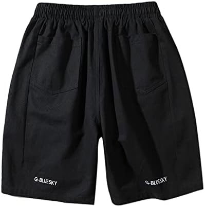מכנסי כדורסל Miashui מכנסיים מכנסיים קצרים גברים ישר כיסים מכנסיים רקומים ריצה מזדמנים שרוך בייסבול ספורט