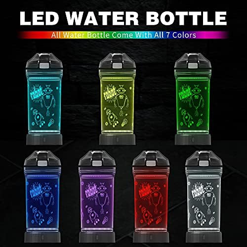יואנדיאן רובוטים מגניבים בקבוק מים לילדים בבית הספר, 7 צבעים אור תלת מימדי כוסות שתייה זוהרות, BPA טריטאן בחינם