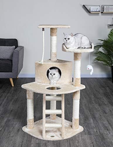 ללכת לחיות מחמד מועדון 48 פינת חתול עץ קיטי דירה חתלתול מגדל ריהוט עם מרובה מגרד הודעות, סיסל