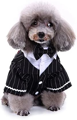חליפת כלב חוצ ' ו נוח ללבוש חולצת חתונה כלב רך אופנתי עם עניבת פרפר בגדי גור