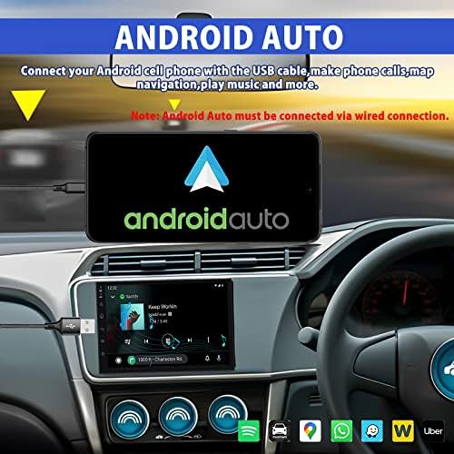 סטריאו מכונית DIN כפול תואם עם Apple Carplay אלחוטית ו- Android Auto, מקלטים רדיו לרכב עם מסך מגע HD בגודל 7