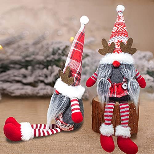 קישוטי גמדי חג המולד של BWFY עם קרניים חמודות 2 איילים בעבודת יד טומטה שוודית קטיפה איילים קנומים