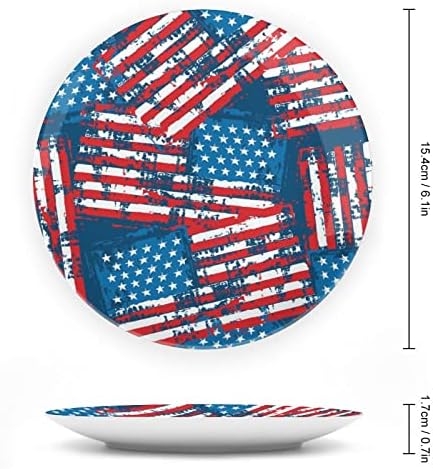 מצוקה גראנג 'דגל אמריקאי עצם סין סין צלחת דקורטיבית צלחות קרמיקה עגול