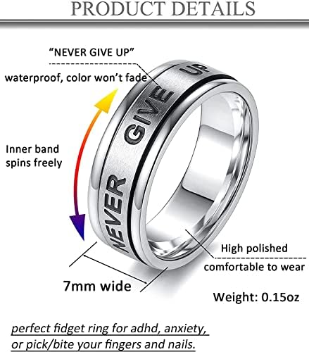 אלקסטינה חרדה טבעת לנשים גברים 7 ממ נירוסטה ספינר טבעת להמשיך לקשקש טבעות עבור חרדה השראה ציטוט יש לך זה