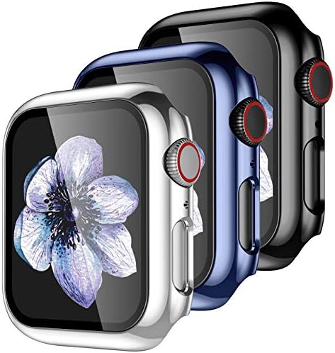 【3 חבילות】 עיצוב Easuny עבור Apple Watch Case 44 ממ סדרה 6 SE סדרה 5 4 עם מגן מסך זכוכית מובנה-סך הכל אביזרי כיסוי