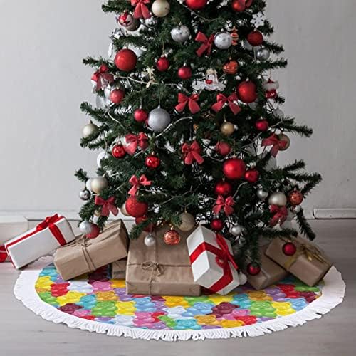 סוכריות דובי Gummy עץ חג המולד מחצלת חצאית עץ עץ עץ עם גדילים לקישוט חג המולד של מסיבת חג 48 x48