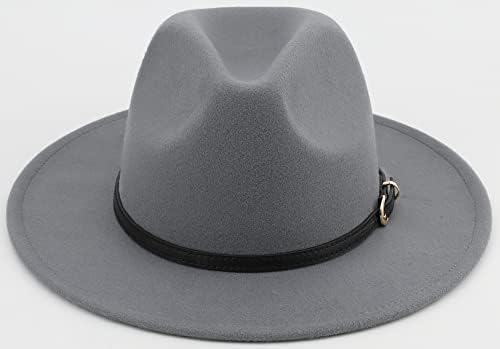 מלאש רחב שוליים יוניסקס קלאסי חגורת אבזם פדורה כובע