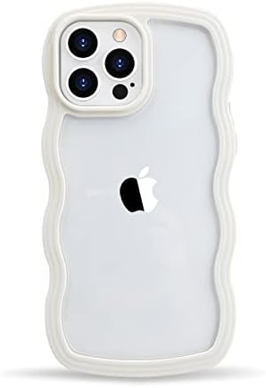 עיצוב LOEV לאייפון 13 פרו מקסימום מארז ברור עם קצה גלי, אופנה חמודה שקופה מסגרת גל מתולתלת מסגרת מסגרת,