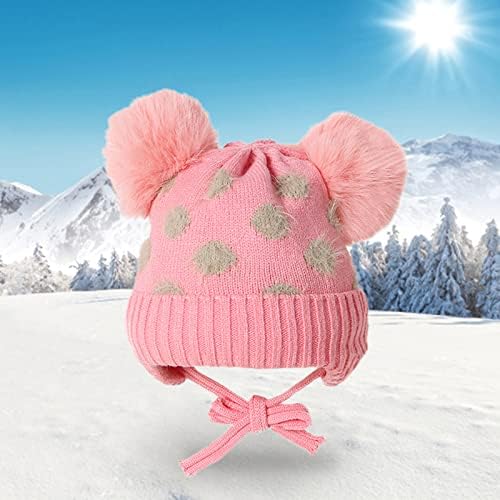 בני סרוגה בנות צמר חם פונפון סרוג מתכוונן כובע חורף כובע תינוק כובעי 3 1 חורף כובע