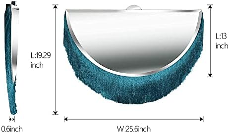 מוטיני 25 על 20 מראה קיר דקורטיבית משופעת עכשווית חצי עיגול מראות קיר ללא מסגרת עם מראה מבטא שוליים