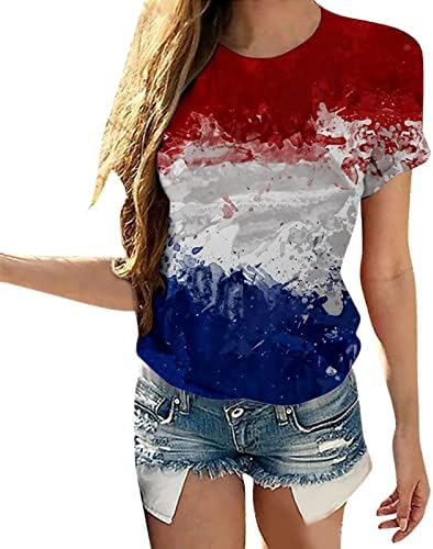 אמריקאי דגל חולצה לנשים 4 יולי פטריוטית חולצות עצמאות יום טי חולצות קיץ קצר שרוול טוניקת