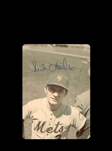 באד הרלסון חתום מקורי משנות השבעים 4x5 Snaphot Photo New York Mets ב- Cubs Wrigley