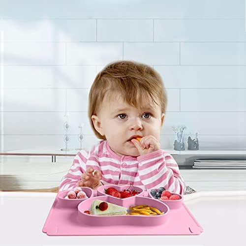 פעוט תינוק צלחות סיליקון מחולק קריקטורה - נייד החלקה יניקה פעוט צלחות לילדים תינוק וילדים תינוק אוכל