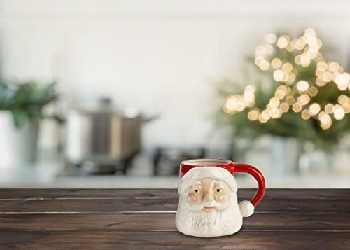 דמדאקו סנטה קלאסי לבן ואדום 4.5 אינץ חרס חג המולד קפה כוס ספל