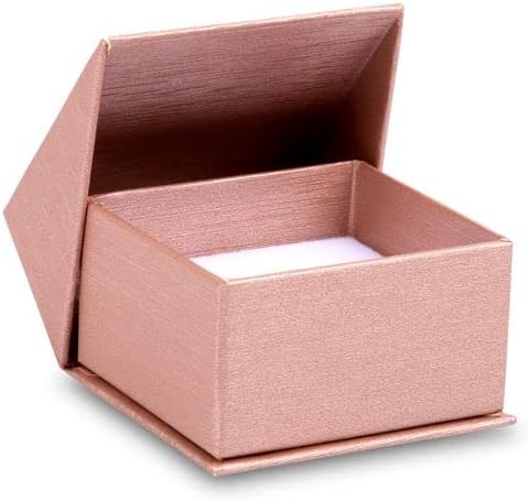 קופסת טבעת צבעונית בצבע ורד - קופסת מתנה של תכשיטי נייר מברשת משי עם סגירה זוויתית מודרנית, פנים קטיפה
