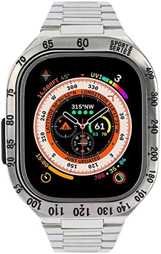 GARTOO להקות נירוסטה לוחית מתכתית עבור Apple Watch Ultra 49 ממ, רצועת החלפת נירוסטה יוקרתית עם כלי iwatch