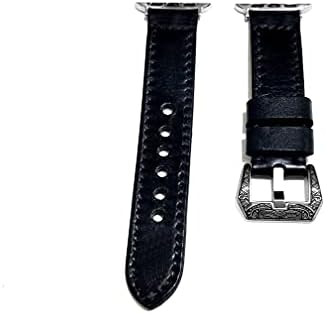 ניקסטון שחור מוברש מוברש עור מקורי תואם עם Apple Watch Ultra 8 7 6 SE 5 4 3 2 1 סדרה 38 ממ 40 ממ 41 ממ 42 ממ 44