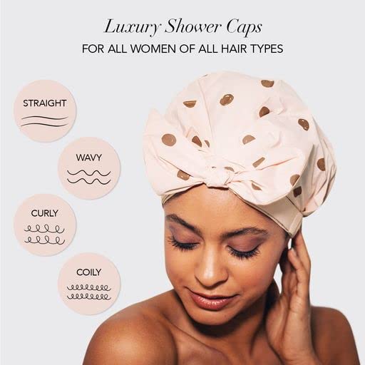 קיטש יוקרה מקלחת כובע לנשים-לשימוש חוזר מקלחת כובע לשיער ארוך עם החלקה סיליקון גריפ / עמיד למים שיער כובע עבור