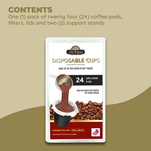 מילוי ותרמילי קפה חד פעמיים לשימוש עם מכונות קפה קיוריג: 1 מארז / 24 תרמילי קפה למילוי, פילטרים