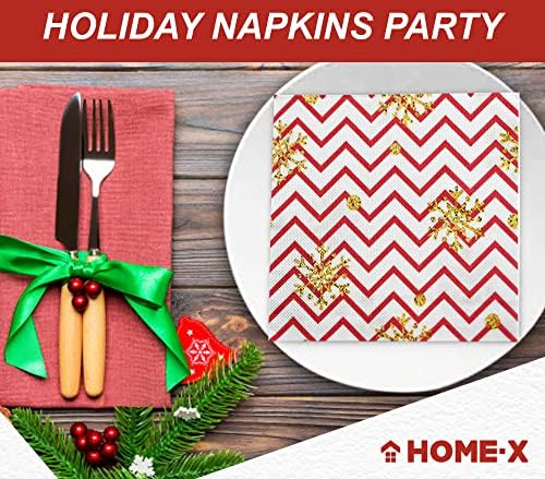 דף הבית-שברון אדום לחג ומפיות נייר פתית שלג מזהב, 6.5 במפיות חג המולד-מזנון ארוחת צהריים קוקטייל ארוחת צהריים-מסיבת
