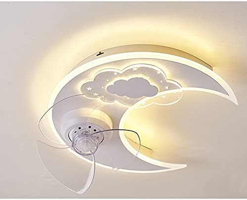 מאוורר תקרה יצירתי של פאקפן עם אורות, מאוורר תאורת תקרת LED ירח עם שלט רחוק אילמפיד אקרילי, 3 צבעים 3