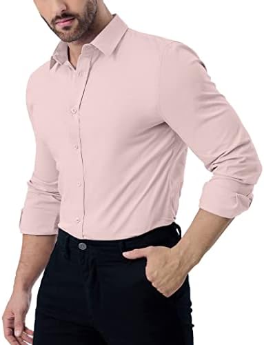 זאפול גברים של למתוח קמטים-משלוח שמלת חולצות מוצק ארוך שרוול כפתור למטה מזדמן כותנה חולצה