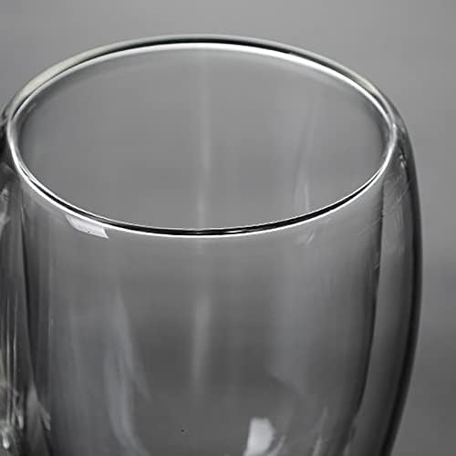 4 יחידות כוסות זכוכית מבודדות קיר כפול 8.7oz/250 מל כוסות אספרסו מזכוכית מעובה עם ידית סגנון איטלקי סגנון
