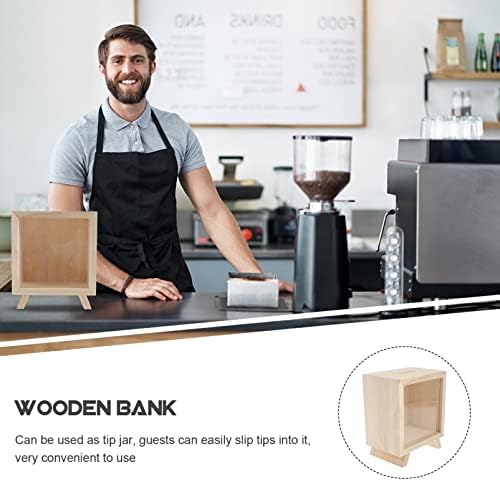 Zerodeko Wood Piggy Bank Bank Bark Bank Bank Bank Bank Depenpey Tip Change Box Coin Bank Chaking Bank Money