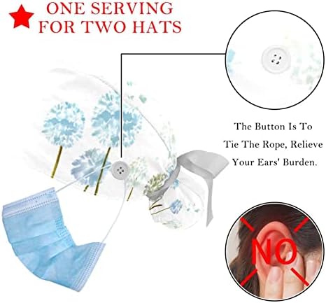 כובע עבודה של 2 יחידות עם כפתור סרט כפתור צביעה לאחור ציור שן הארי כובעי קוקו קוקו לנשים