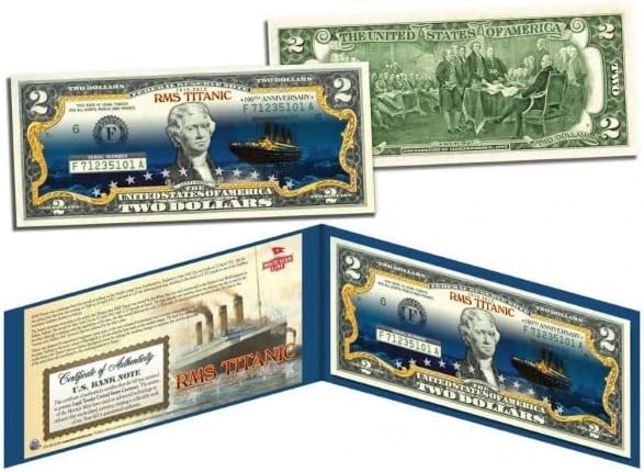 טיטאניק ספינה מפורסם לילה קרחון תמונה 100 יום השנה במחזור שני דולר ביל מהדורה מיוחדת אספנות תצוגת