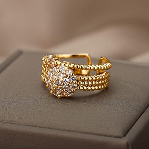ויאלמה זירקון מעגל פתוח טבעות לנשים קריסטל זהב אצבע קסם מתכוונן טבעת חתונה ולנטיין תכשיטים-89975