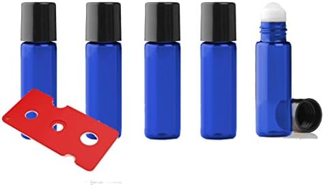גרנד פרפומים קובלט כחול כחול ריק רולר רולר בקבוקי 1/6 גרם, 5 מל בחר זכוכית או כדורי נירוסטה, בתוספת מפתח שמן