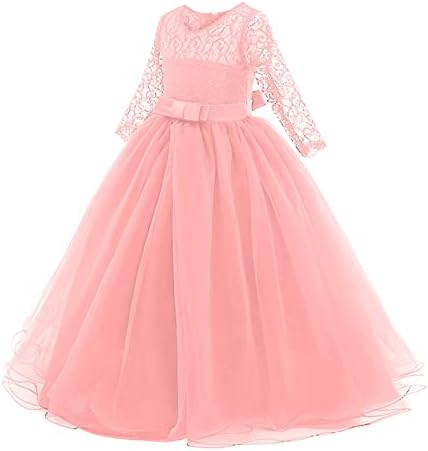 שמלת מסיבות לתינוק ילדות ילדות תחרה תחרה שמלת קשת נסיכה פרח פרח נערת הופעה רשמית שמלת פעוטות שמלת שמלת