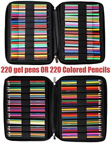 אייבנבר עפרון צבעוני 220 משבצות עטים ג'ל מחזיק תיק מארגן אטום למים תיק אמן נייד ציור עיפרון קופסת אחסון