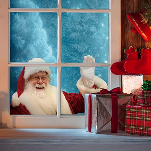 44 חתיכות תלת מימד סנטה קלאוס רכב אחורי מדבקות חלון אחורי ומגנט אור לחג קישוטי מכוניות חג מולד משקפים