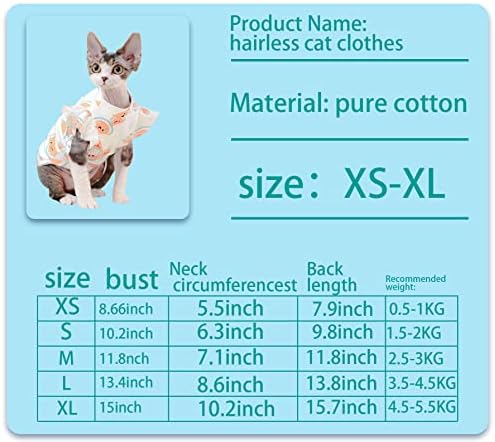 Toysructin Sphynx חתולים חסרי שיער בגדי אפוד, דפוס אבטיח חולצות כלב חתול חולצות חיות מחמד ללבוש בגדי