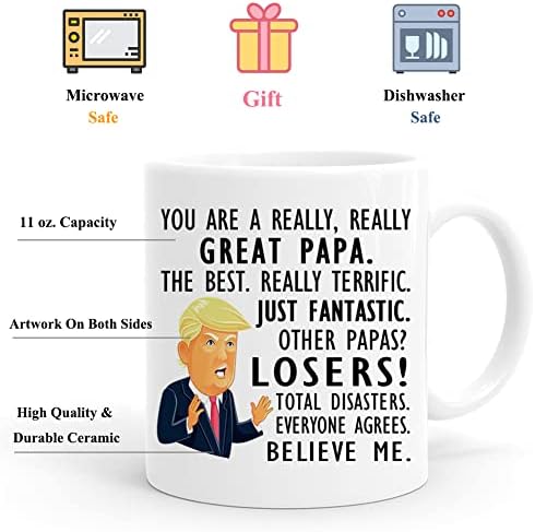 מצחיק הטוב ביותר פאפא טראמפ קפה ספלי-פאפא ספל יום הולדת מתנה מנכדה / נכד, 11 אונקיות,ייחודי יום הולדת הווה