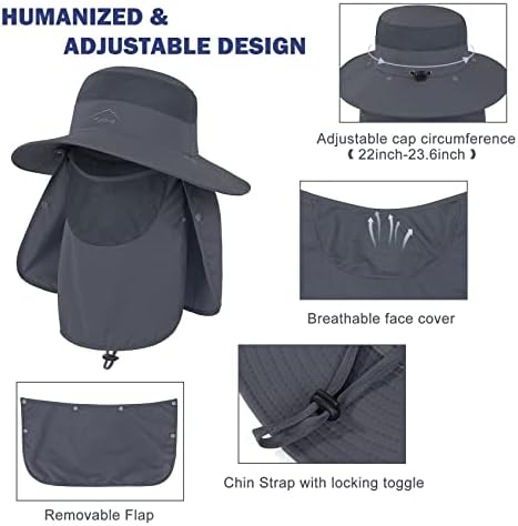 כובע דיג רחב דוריו שוליים לגברים נשים חיצוניות כובע שמש אטום למים כובע הגנה מפני שמש עם כיסוי פנים