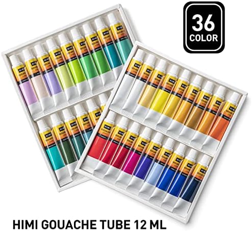 סט צינורות צבע גואש, 36 צבעים, 12 מל, 0.4 צינורות ארהב fl oz, צבע גואש, שימוש לבד ונייר, ציוד אמנות