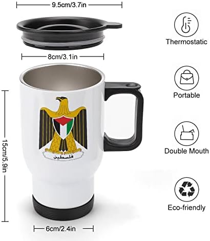 מעיל הנשק של פלסטין 14 גרם ספל קפה נסיעות ספל נירוסטה כוס מבודד ואקום עם מכסה