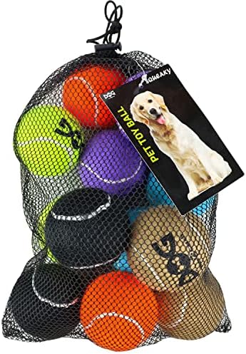אינסום כדורי טניס חורקים לכלבים צבעוניים קל לתפוס כדורי כלב לחיות מחמד 12 חבילה