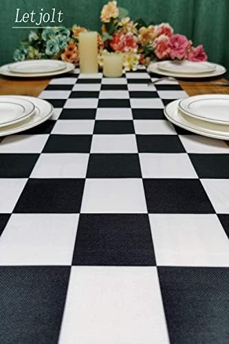 רץ שולחן פוליאסטר נושא מירוצי סמלים בשחור לבן נושא מירוצי לוח יום נישואין מסיבות ארוחת ערב אספקת מסיבת
