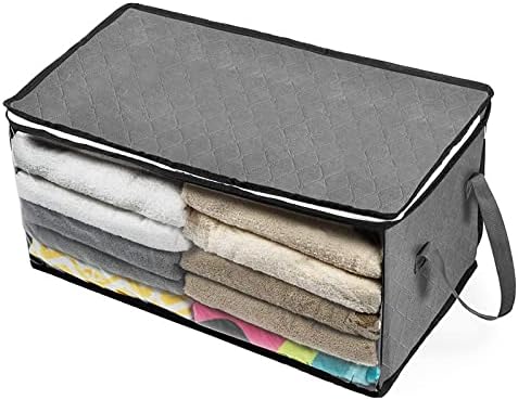 קופסת אחסון לא ארוגה של Yarngi, שקית אחסון מתקפלת של שמיכה, בגדי ארון בגדים ארגון, אטום אבק 58 ×