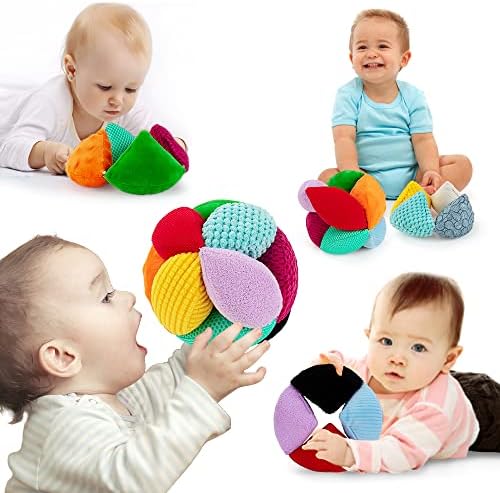 כדור מרקם של Beetoy, צעצועי כדור ממולא מבד תינוקות, צעצועי כדור חמורות התפתחותיות-מונטסורי צעצועי